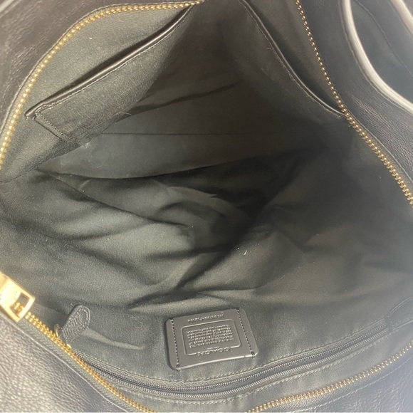 COACH F12184 Black Pebbled Leather TOWN Tote Shoulder Bag Purse Gold Hardware - Picture 7 of 16